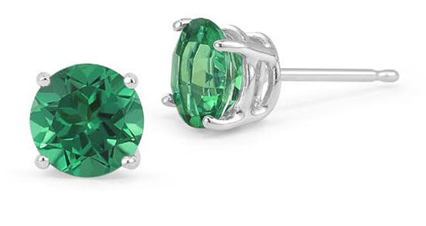 Green Swarovski Crystal 6mm Stud Earring 14K White Gold Plated - 1.00 CT, Earring, ALILY , ALILY   jewelryjewelry deals, swarovski crystal jewelry, groupon jewelry,, jewelry for mom, 