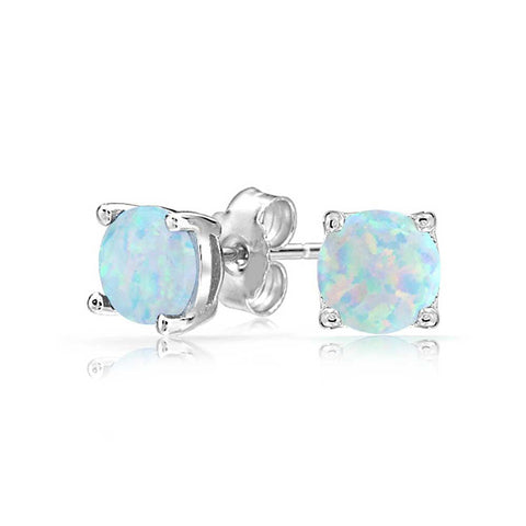 Iridescent Amethyst Gemstone 6mm Stud Earring 14K White Gold Plated - 1.00 CT