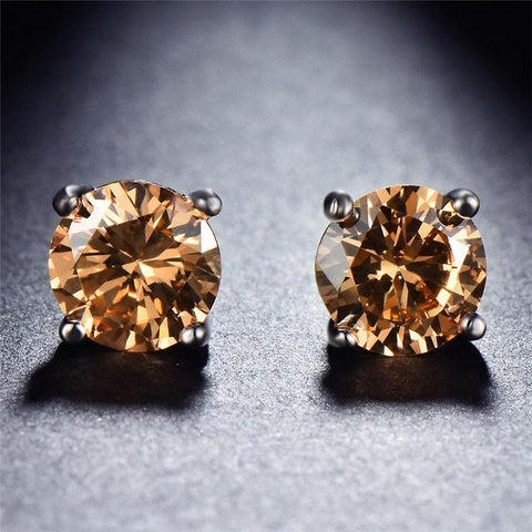 Citrine Embellished with Swarovski Crystals 7mm Stud Earringin 18K White Gold Plated, Earring, ALILY , ALILY   jewelryjewelry deals, swarovski crystal jewelry, groupon jewelry,, jewelry for mom, 