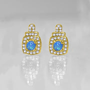 Oceanic Opal Double Halo Stud Earrings Made With Austrian Elements in 18K Gold Plating ITALY Design  - ALILY