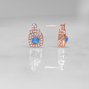 Oceanic Opal Double Halo Stud Earrings Made With Austrian Elements in 18K Gold Plating ITALY Design  - ALILY