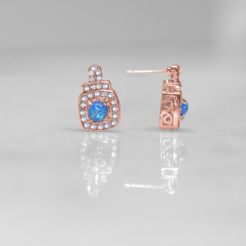 Oceanic Opal Double Halo Stud Earrings Made With Austrian Elements in 18K Gold Plating ITALY Design  - ALILY