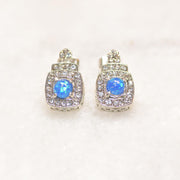 Oceanic Opal Double Halo Stud Earrings Made With Austrian Elements in 18K Gold Plating ITALY Design  - ALILY