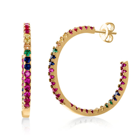 Candy Lover Rainbow Pave Swarovski Hoop Earring (3 Colors available), Earring, ALILY , ALILY   jewelryjewelry deals, swarovski crystal jewelry, groupon jewelry,, jewelry for mom, 