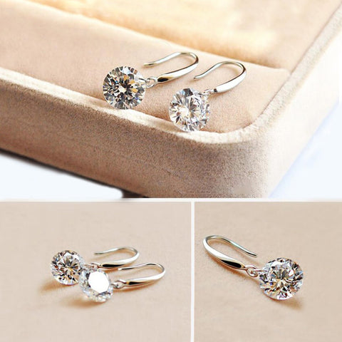 Stunning  Crystal Drill Drop Earring in 18K White Gold Plated
