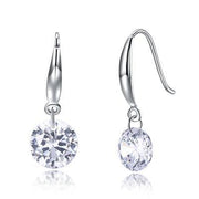 Naked Drill Drop  Crystal Earringin 18K White Gold Plated