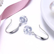 Naked Drill Drop  Crystal Earringin 18K White Gold Plated