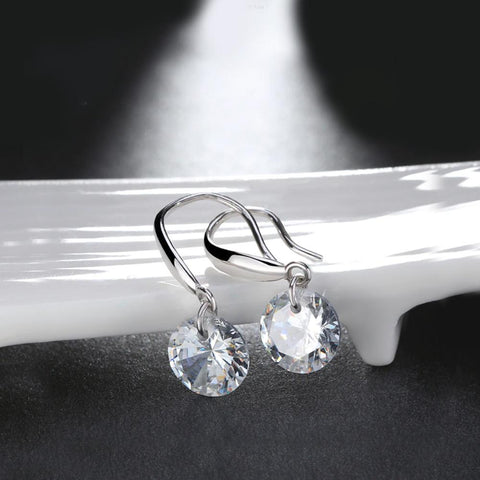 Naked Drill Drop  Crystal Earringin 18K White Gold Plated