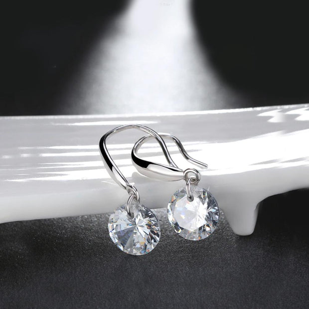 Naked Drill Drop  Crystal Earringin 18K White Gold Plated