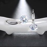 Austrian Crystal Drill Drop Earring in 18K White Gold Plated ITALY Design  - ALILY