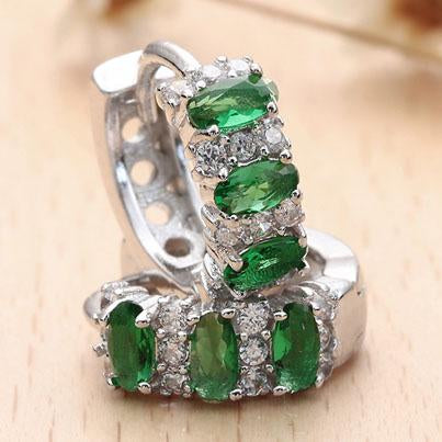 Simulated Gemstone Multi Gem Earrings in 18K White Gold (Multiple Options) ITALY Design  - ALILY