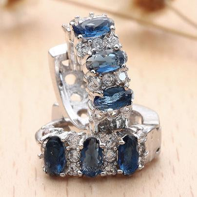 Simulated Gemstone Multi Gem Earrings in 18K White Gold (Multiple Options) ITALY Design  - ALILY