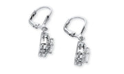 Pave Halo Disc Drop Earring Embellished with  Crystals in 18K White Gold Plated