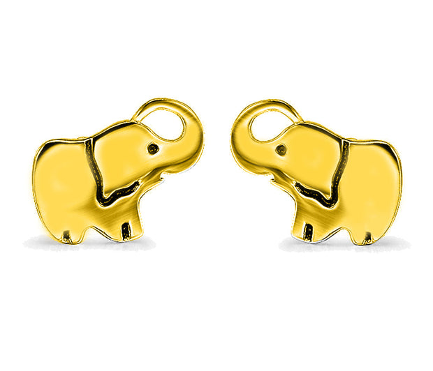 14K Gold Plating Mini Elephant Stud Earrings - Two Options Available