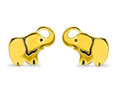 14K Gold Plating Mini Elephant Stud Earrings - Two Options Available