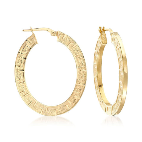 14K Gold Plating Roman Inspired Sketched Modern Hoop Earrings