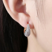 26 Stone Teardrop Pave Huggie Earringin 18K White Gold Plated, Earring, ALILY , ALILY   jewelryjewelry deals, swarovski crystal jewelry, groupon jewelry,, jewelry for mom, 