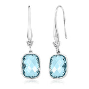Blue Topaz Diamond Cut Drop Earringin 18K White Gold Plated, Earring, ALILY , ALILY   jewelryjewelry deals, swarovski crystal jewelry, groupon jewelry,, jewelry for mom, 