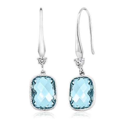 Blue Topaz Diamond Cut Drop Earringin 18K White Gold Plated, Earring, ALILY , ALILY   jewelryjewelry deals, swarovski crystal jewelry, groupon jewelry,, jewelry for mom, 