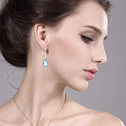 Blue Topaz Diamond Cut Drop Earringin 18K White Gold Plated, Earring, ALILY , ALILY   jewelryjewelry deals, swarovski crystal jewelry, groupon jewelry,, jewelry for mom, 