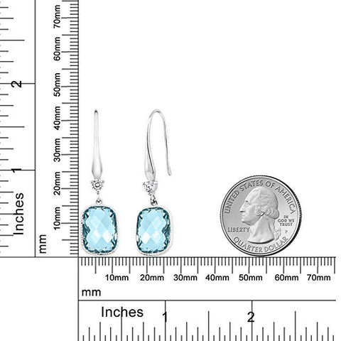 Blue Topaz Diamond Cut Drop Earringin 18K White Gold Plated, Earring, ALILY , ALILY   jewelryjewelry deals, swarovski crystal jewelry, groupon jewelry,, jewelry for mom, 