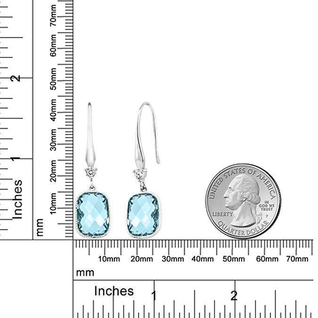 Blue Topaz Diamond Cut Drop Earringin 18K White Gold Plated, Earring, ALILY , ALILY   jewelryjewelry deals, swarovski crystal jewelry, groupon jewelry,, jewelry for mom, 