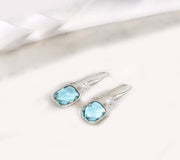 Blue Topaz Diamond Cut Drop Earringin 18K White Gold Plated, Earring, ALILY , ALILY   jewelryjewelry deals, swarovski crystal jewelry, groupon jewelry,, jewelry for mom, 