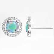 2.50 Ct Opal Created Round Halo Stud Earringin 18K White Gold Plated, Earring, ALILY , ALILY   jewelryjewelry deals, swarovski crystal jewelry, groupon jewelry,, jewelry for mom, 