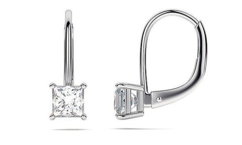 Diamond Princess Cut Leverback Earringin 18K White Gold Plated, Earring, ALILY , ALILY   jewelryjewelry deals, swarovski crystal jewelry, groupon jewelry,, jewelry for mom, 