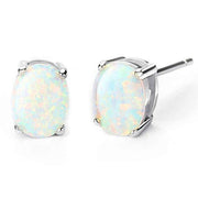 3.00 CT Oval Cut Opal Stud Earring in 18K White Gold Plated, Earring, ALILY , ALILY   jewelryjewelry deals, swarovski crystal jewelry, groupon jewelry,, jewelry for mom, 