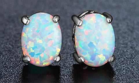 3.00 CT Oval Cut Opal Stud Earring in 18K White Gold Plated, Earring, ALILY , ALILY   jewelryjewelry deals, swarovski crystal jewelry, groupon jewelry,, jewelry for mom, 