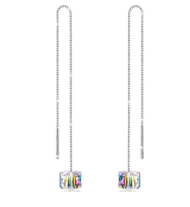 Aurora Borealis Swarovski Elements Dangling Earrings in 18K White Gold, earr, ALILY , ALILY   jewelryjewelry deals, swarovski crystal jewelry, groupon jewelry,, jewelry for mom, 