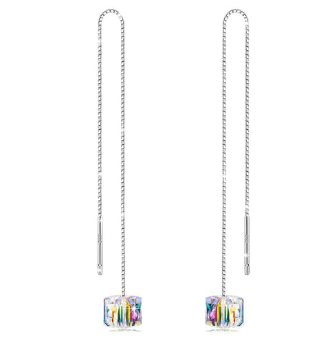 Aurora Borealis Swarovski Elements Dangling Earrings in 18K White Gold, earr, ALILY , ALILY   jewelryjewelry deals, swarovski crystal jewelry, groupon jewelry,, jewelry for mom, 