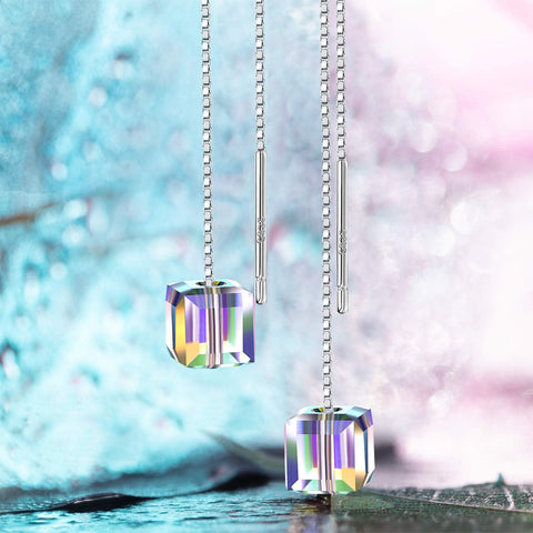Aurora Borealis Swarovski Elements Dangling Earrings in 18K White Gold, earr, ALILY , ALILY   jewelryjewelry deals, swarovski crystal jewelry, groupon jewelry,, jewelry for mom, 