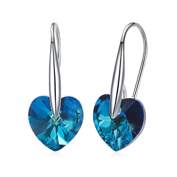 Blue  Elements Heart Shaped Drop Earrings in 14K White Gold