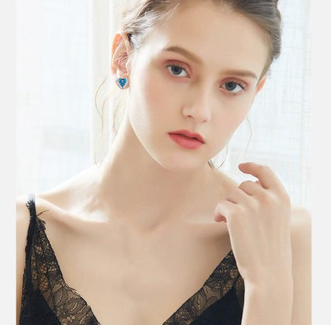 Angel Wings Sapphire Stud 18K White Gold Plated ITALY Design