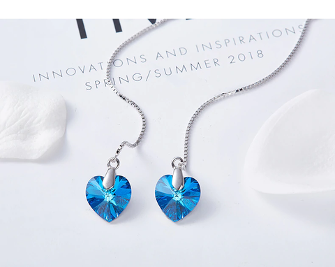 Heart Threader Drop 18K White Gold Plated ITALY Design