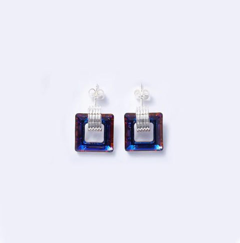Sqaure Royal Boxes Stud 18K White Gold Plated ITALY Design  - ALILY