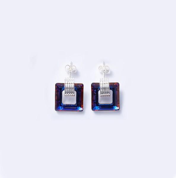 Sqaure Royal Boxes Stud 18K White Gold Plated ITALY Design  - ALILY