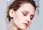 Sqaure Royal Boxes Stud 18K White Gold Plated ITALY Design  - ALILY