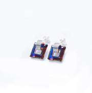 Sqaure Royal Boxes Stud 18K White Gold Plated ITALY Design  - ALILY