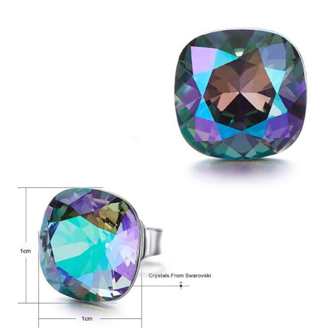 Blue Classic Asscher Cut Studs in 14K White Gold