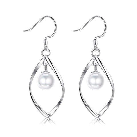 Freshwater Pearl Dangle Earrings in 18K White Gold Plated, , ALILY , ALILY   jewelryjewelry deals, swarovski crystal jewelry, groupon jewelry,, jewelry for mom, 