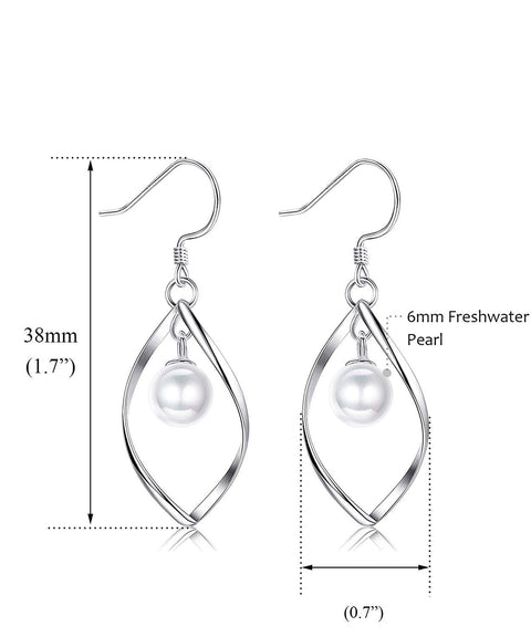 Freshwater Pearl Dangle Earrings in 18K White Gold Plated, , ALILY , ALILY   jewelryjewelry deals, swarovski crystal jewelry, groupon jewelry,, jewelry for mom, 