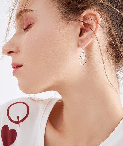 Freshwater Pearl Dangle Earrings in 18K White Gold Plated, , ALILY , ALILY   jewelryjewelry deals, swarovski crystal jewelry, groupon jewelry,, jewelry for mom, 