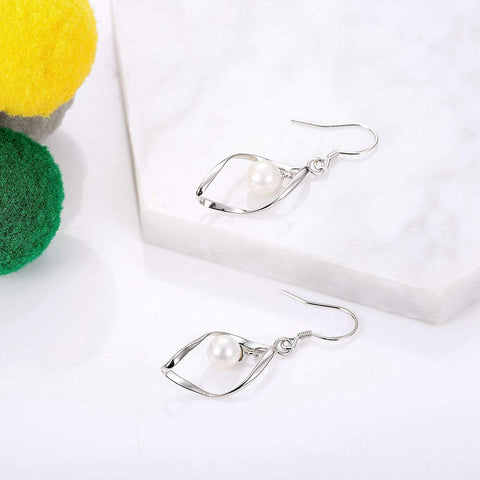 Freshwater Pearl Dangle Earrings in 18K White Gold Plated, , ALILY , ALILY   jewelryjewelry deals, swarovski crystal jewelry, groupon jewelry,, jewelry for mom, 