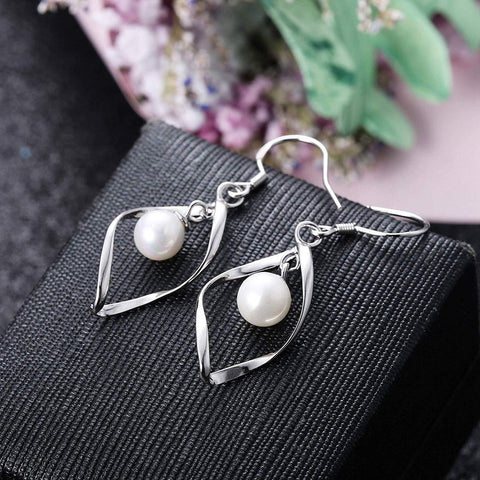 Freshwater Pearl Dangle Earrings in 18K White Gold Plated, , ALILY , ALILY   jewelryjewelry deals, swarovski crystal jewelry, groupon jewelry,, jewelry for mom, 