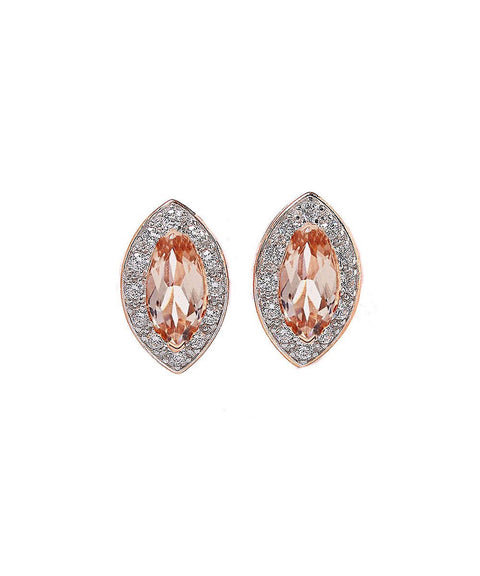 1.00 CT Morganite Marquise Cut Stud Earring in 18K Rose Gold Plated ITALY Design  - ALILY