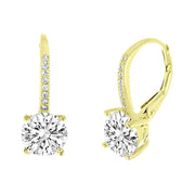 Pave Leverback Earrings in 18K Gold with  Elements by Golden NYC ( 3 Colors)