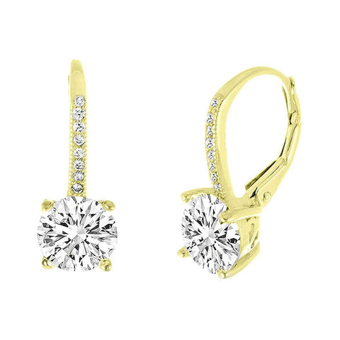 Pave Leverback Earrings in 18K Gold with  Elements by Golden NYC ( 3 Colors)
